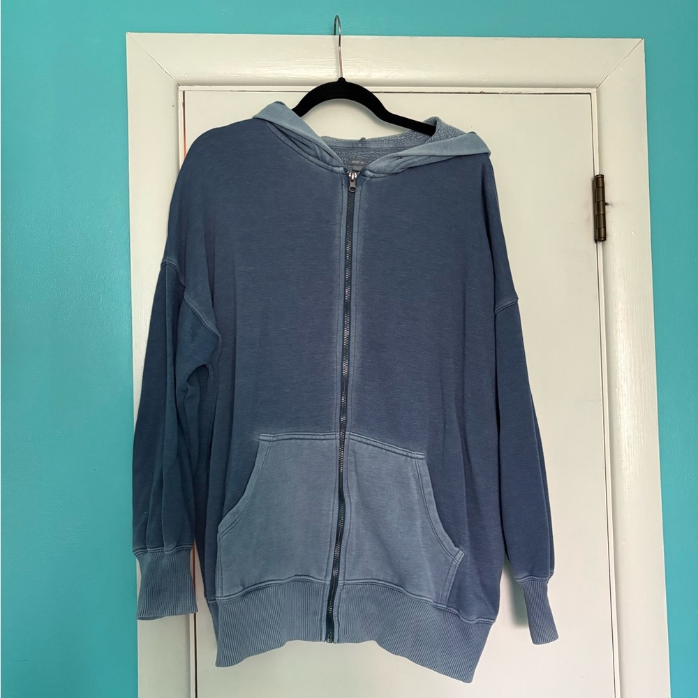 Distressed Aerie Blue Zip-Up Hoodie